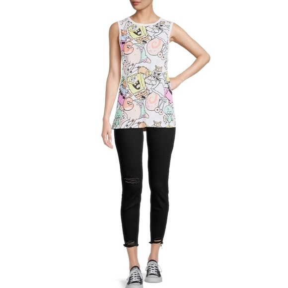 Spongebob Squarepants & friends sleeveless tank top t-shirt Junior women's 15/17 - Picture 1 of 5